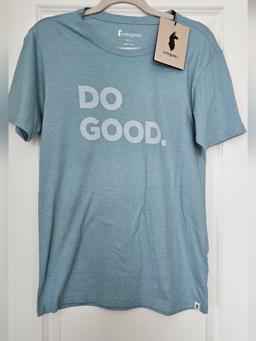 Cotopaxi Do Good T Shirt Mens S Sea Spray Blue NWT Graphic Tee Outdoor Gorpcore
